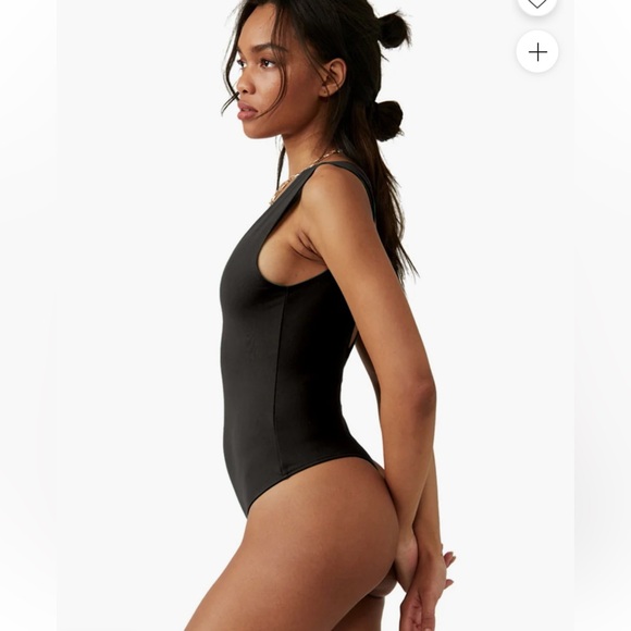Free People Black Double V Neck Keep It Sleek Bodysuit Size Small - Picture 3 of 8